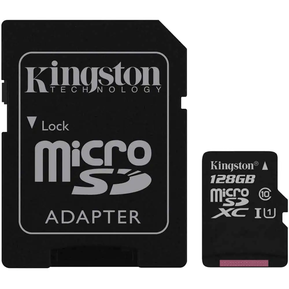 کارت حافظه microSDHC کینگستون کلاس 10 استاندارد UHC-I U1 سرعت 80MBps همراه با آداپتور SD ظرفیت 128 گیگابایت