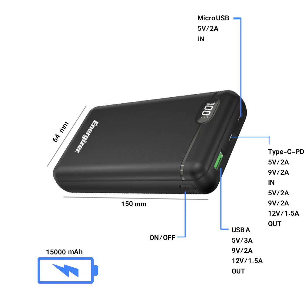 Energizer UE15032PQ 15000mAh Power Bank