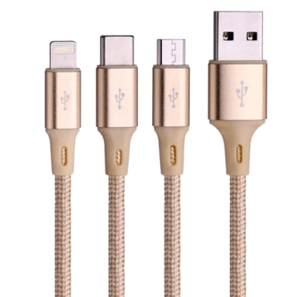 کابل تبدیل USB به microUSB/لایتنینگ/USB-C باوین مدل CB-076 طول 1 متر