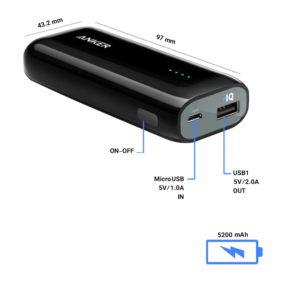 Anker A1211 Astro E1 5200mAh Portable Charger Power Bank