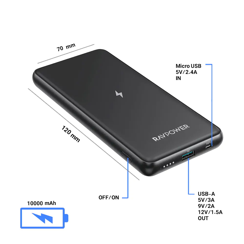 Ravpower RP-PB084 10000mAh Wireless Power Bank