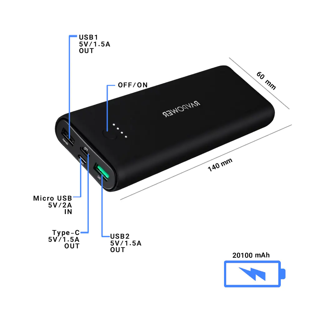 Powerbank Ravpower RP-PB191 20100mAh