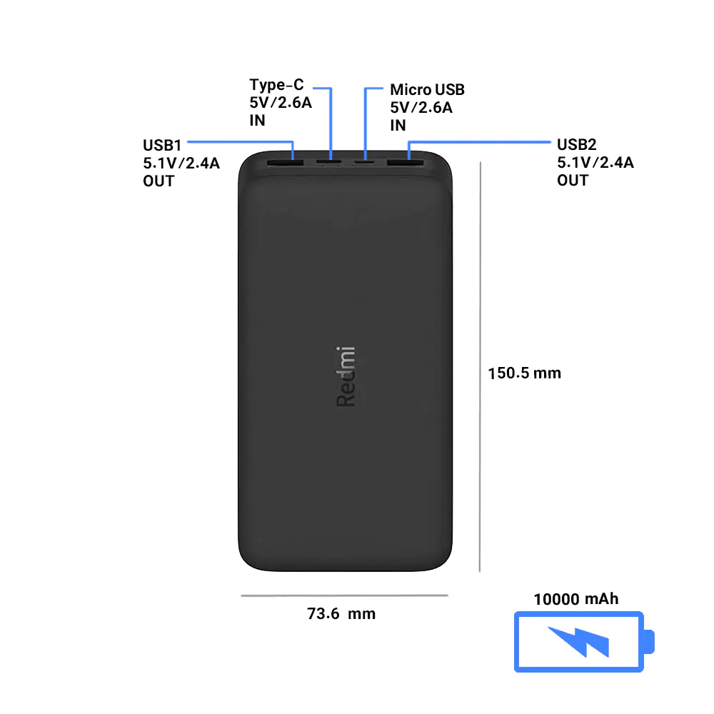 Xiaomi Redmi PB100LZM Version 2 Fast Charging 10000mAh Power Bank