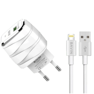شارژر دیواری باوین مدل PC527Y به همراه کابل تبدیل لایتنینگ شارژر دیواری باوین مدل PC527Y به همراه کابل تبدیل لایتنینگ
