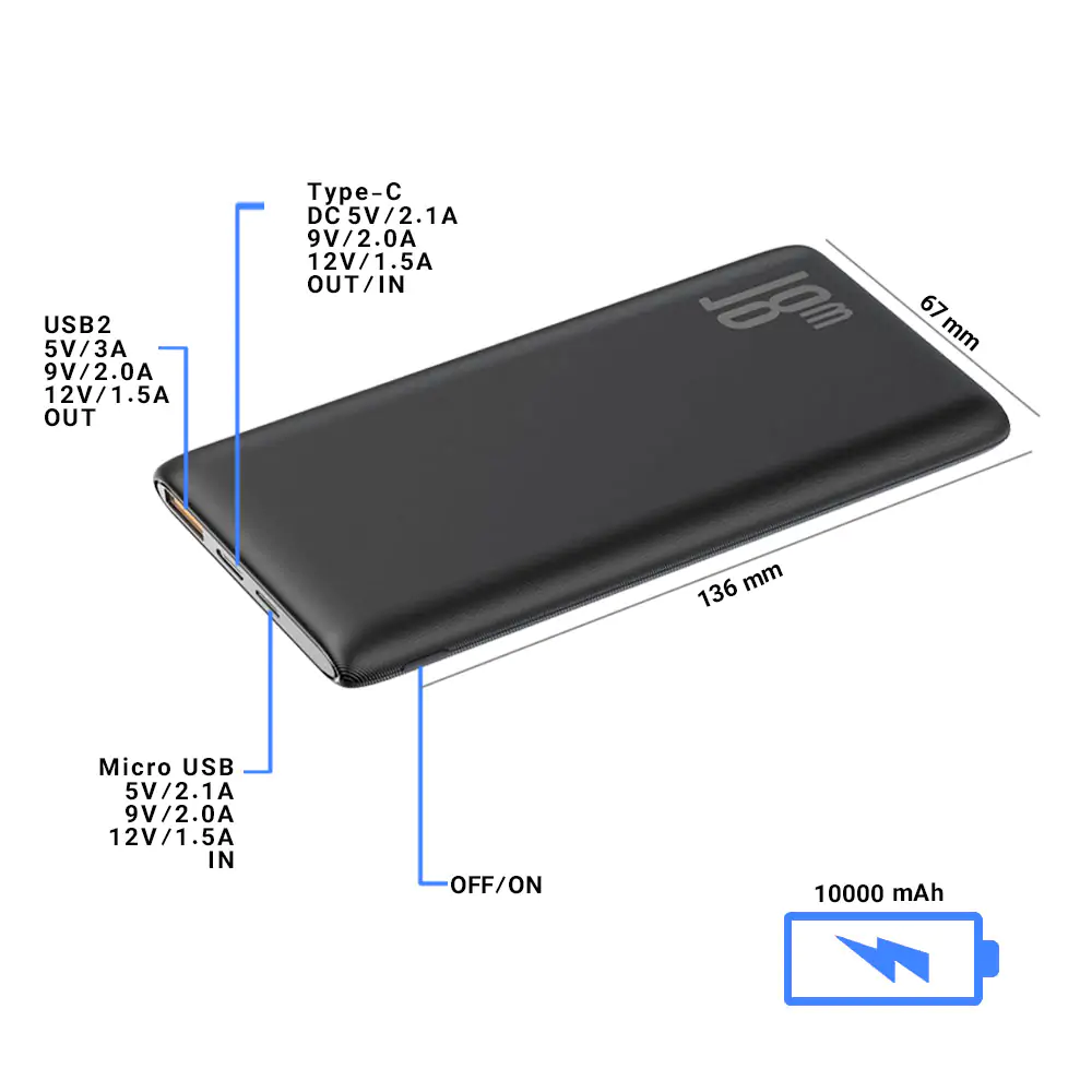 Baseus Bipow N1PD 10000mAh Power Bank