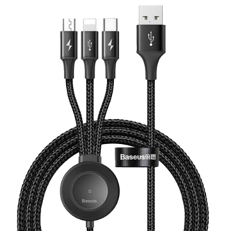کابل تبدیل USB به USB-C/microUSB/لایتنینگ / وایرلس باسئوس مدل CA1T4-I0G طول 1.2 متر کابل تبدیل USB به USB-C/microUSB/لایتنینگ / وایرلس باسئوس مدل CA1T4-I0G طول 1.2 متر