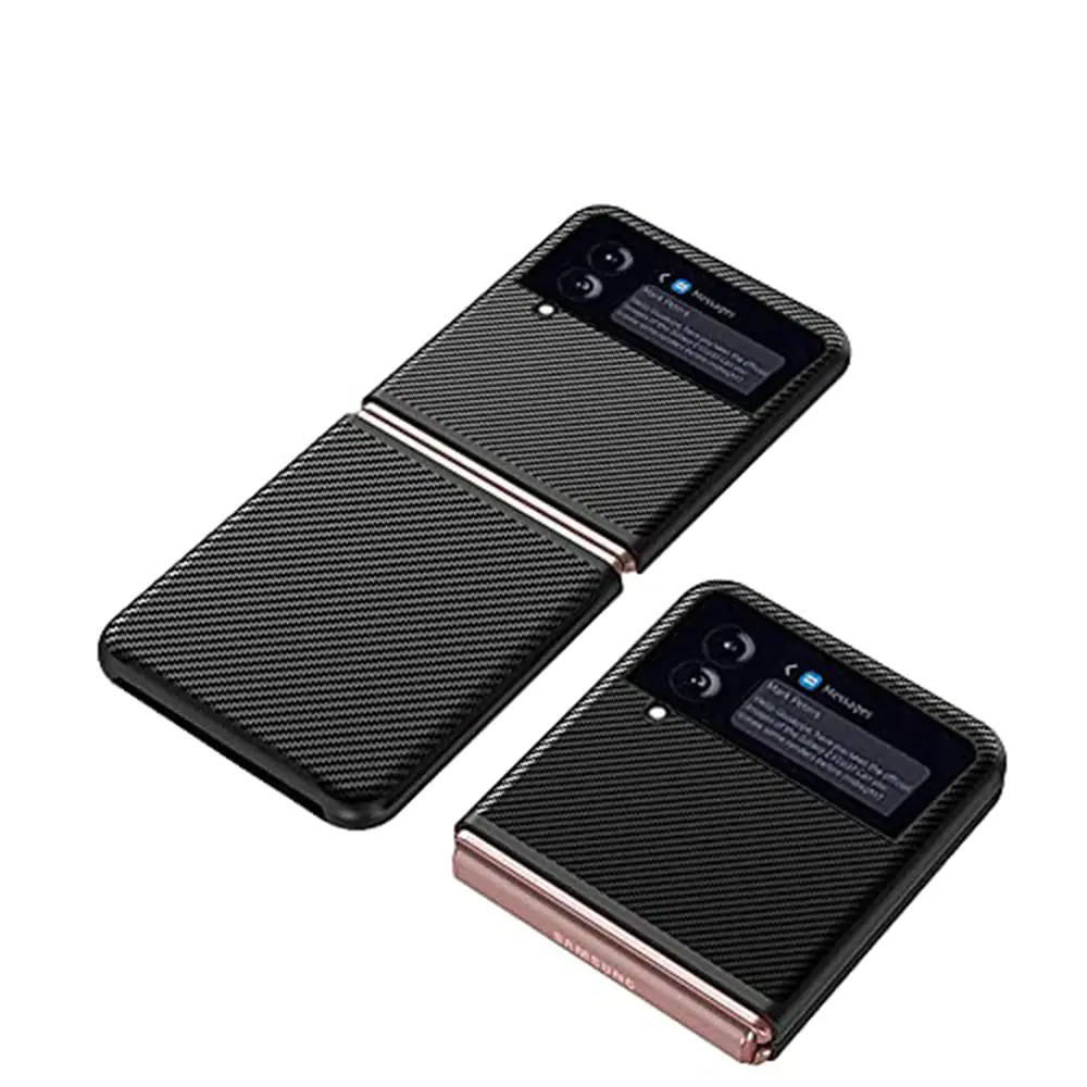 Cover Fiber Carbon Model Leather Case For Samsung Galaxy Z Flip 3