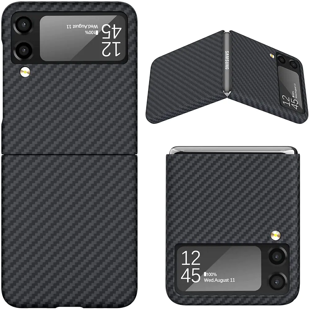 Cover Fiber Carbon Model Leather Case For Samsung Galaxy Z Flip 3