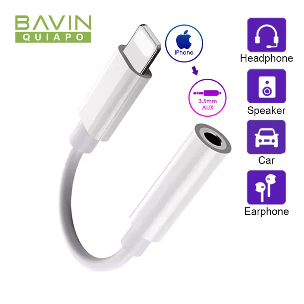 Cable Converter Bavin AUX-19 Jack 3.5mm to Lightning 