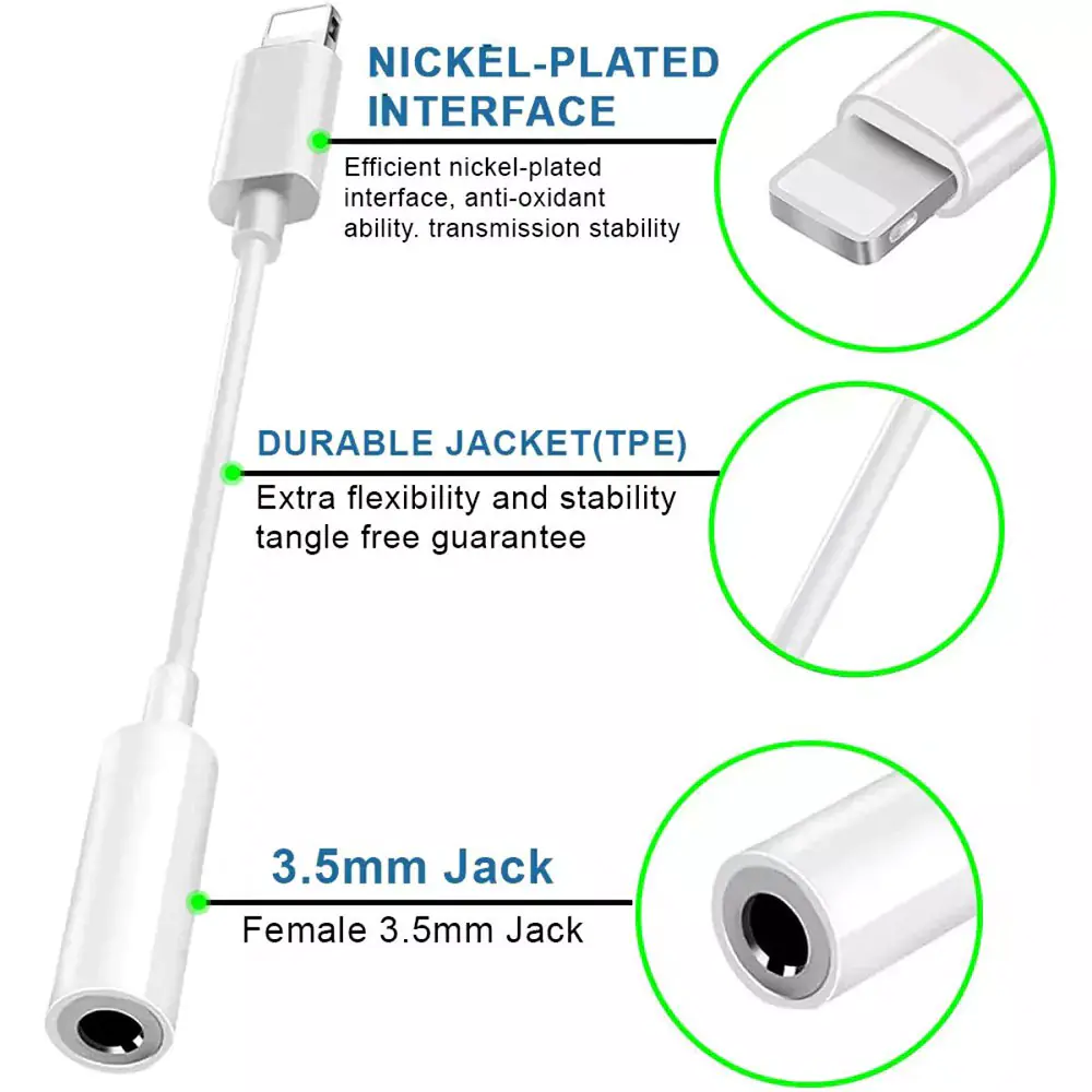 Cable Converter Bavin AUX-19 Jack 3.5mm to Lightning 