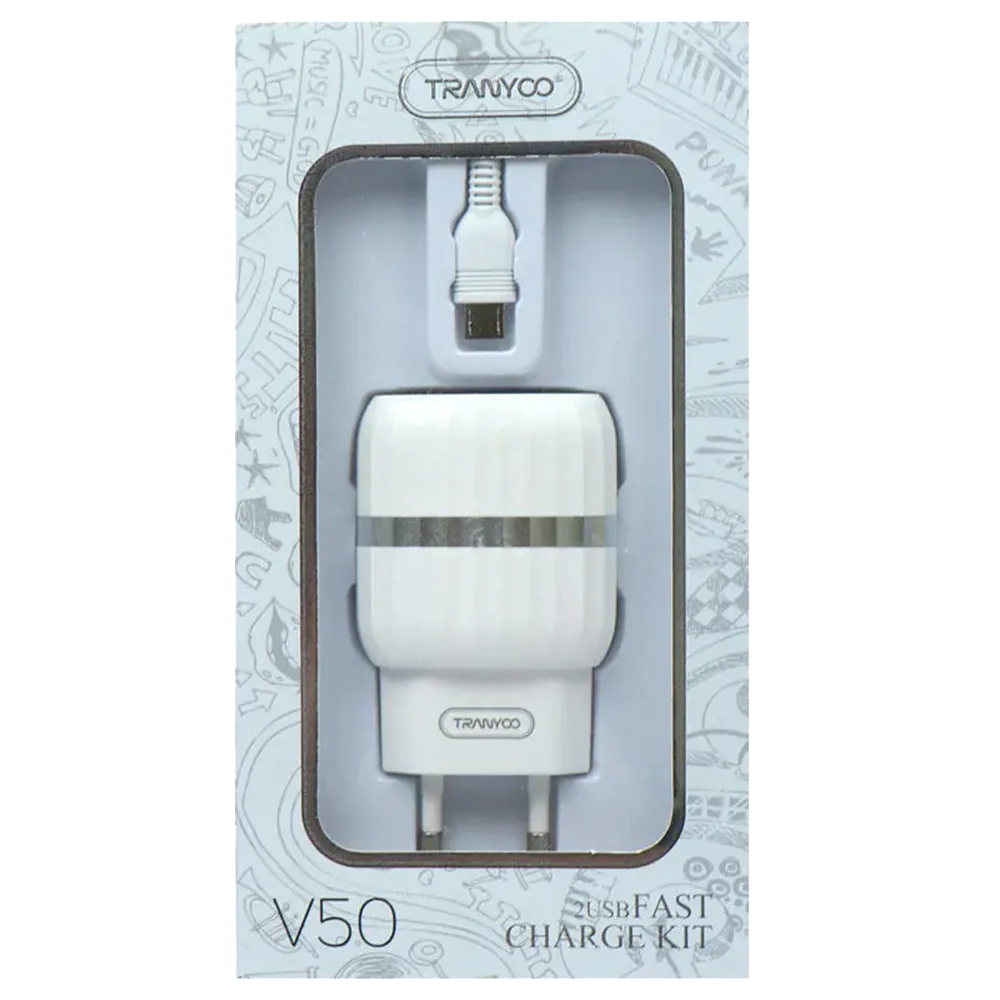 Tranyoo V50 wall charger with microUSB conversion cable