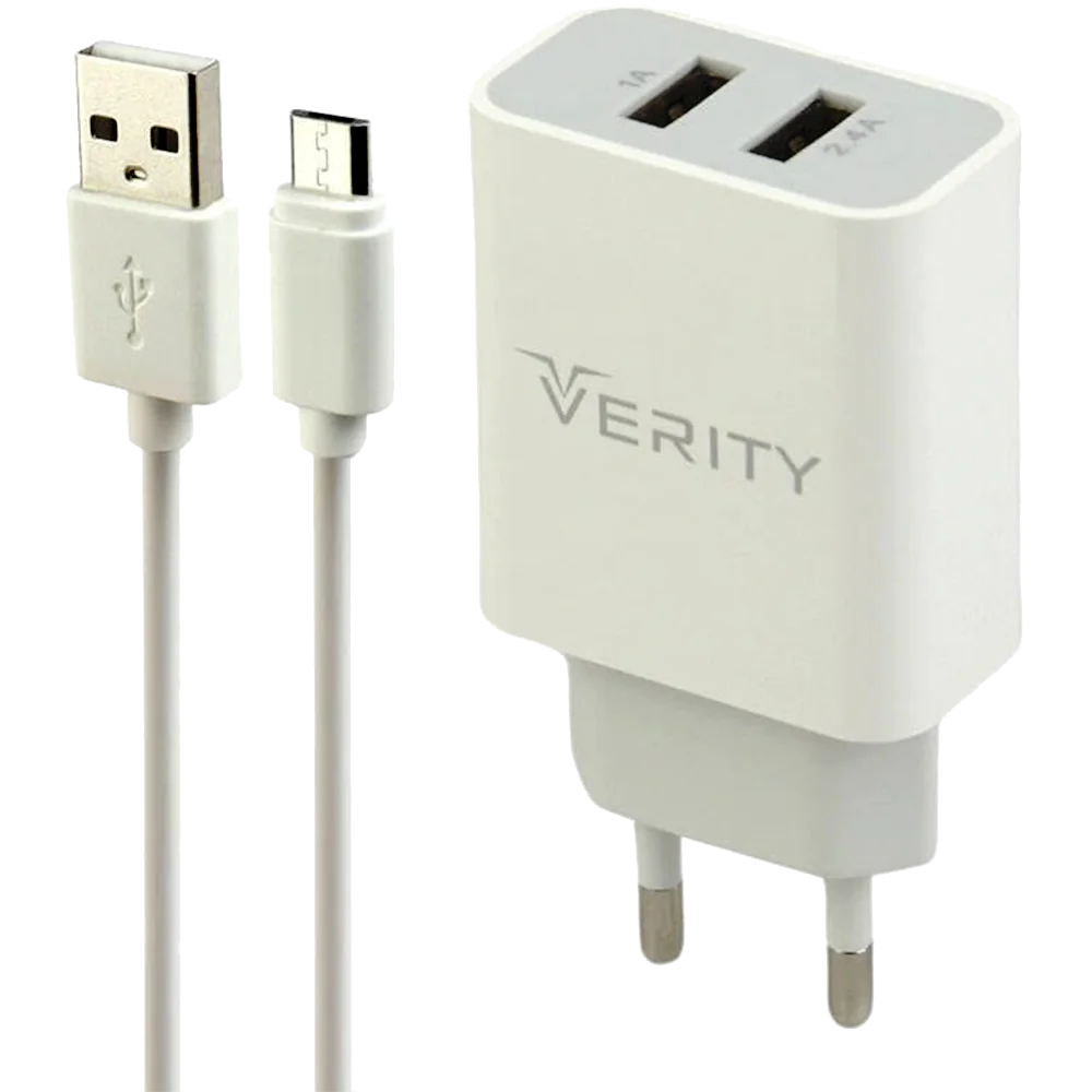 Verity AP2124 Wall Charger With MicroUSB Cable