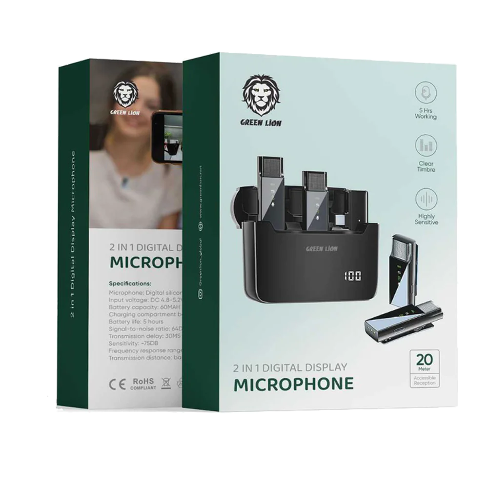 Green Lion 2 in 1 Digital Display Microphone Type-C Connector