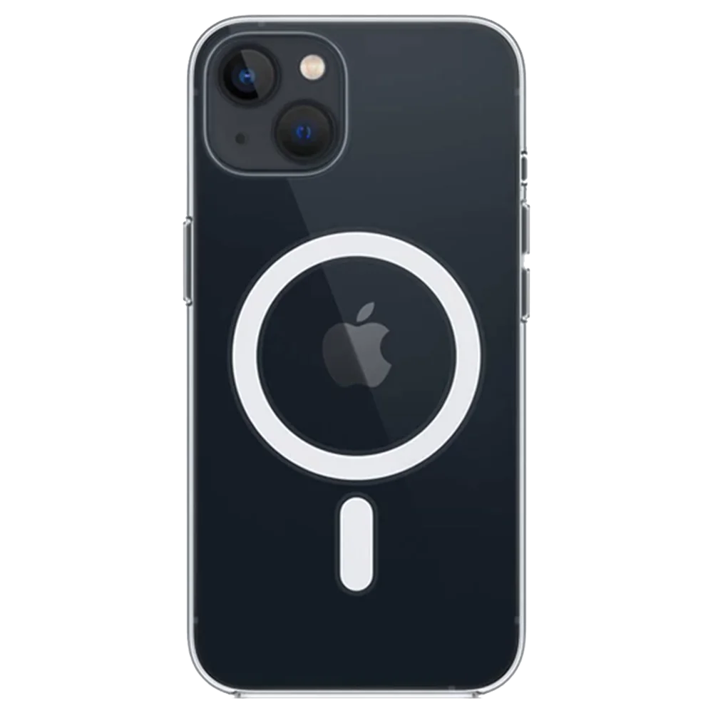 Round colored transparent frame with Mag Safe and lens protector iPhone 13