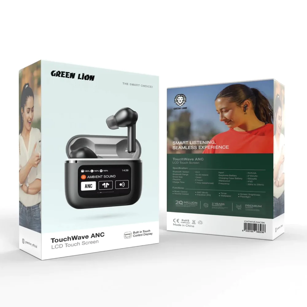 Green Lion TouchWave ANC LCD Touch Screen Earbuds