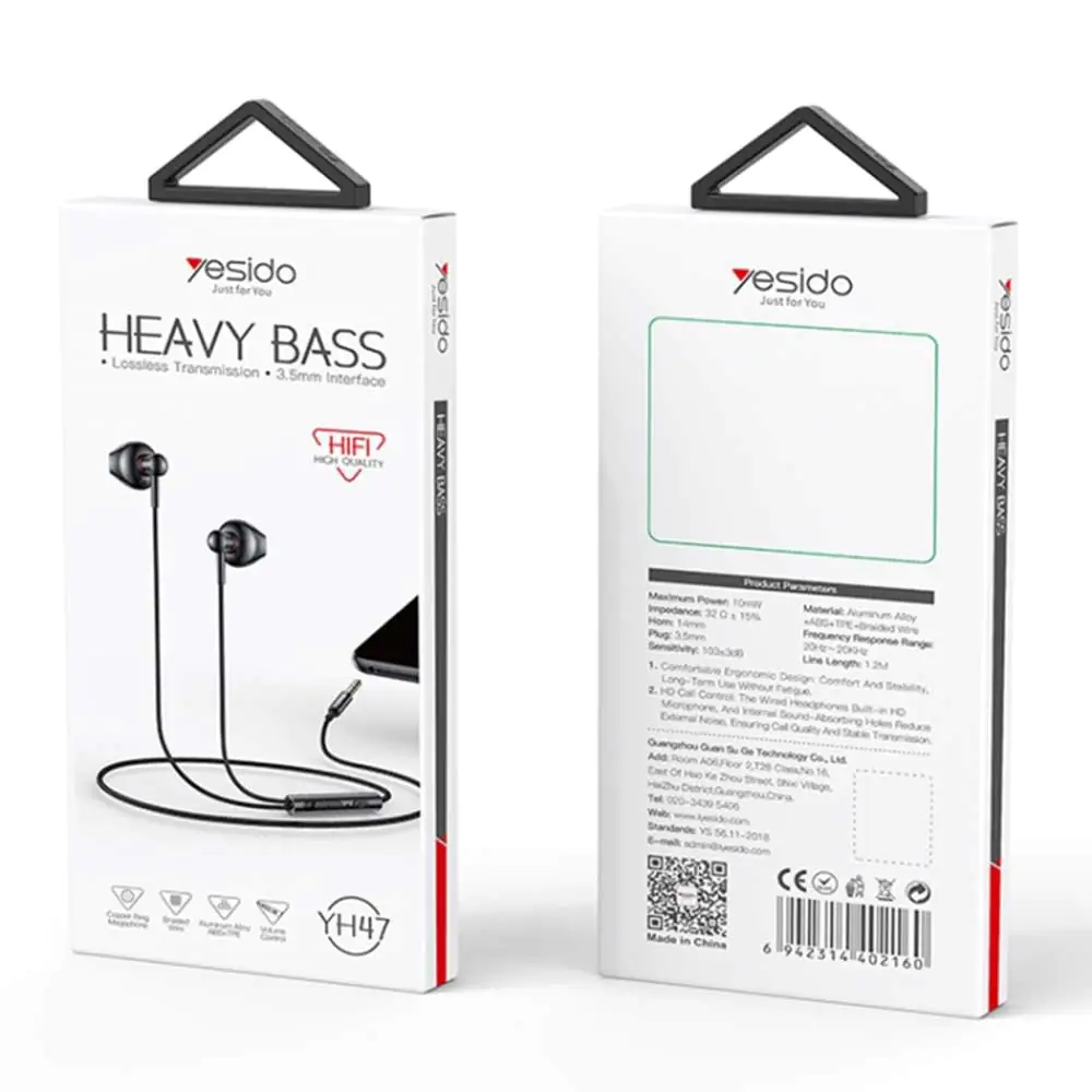 Yesido YH47 3.5mm Metal Line-Control In-Ear Wired Earphone