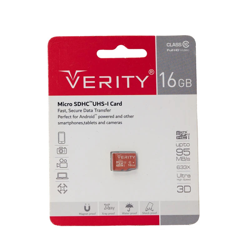 VERITY MICRO SDHC UHS-I CARD CLASS 10 FULL HD VIDEO 95 MBps 633 X 16GB