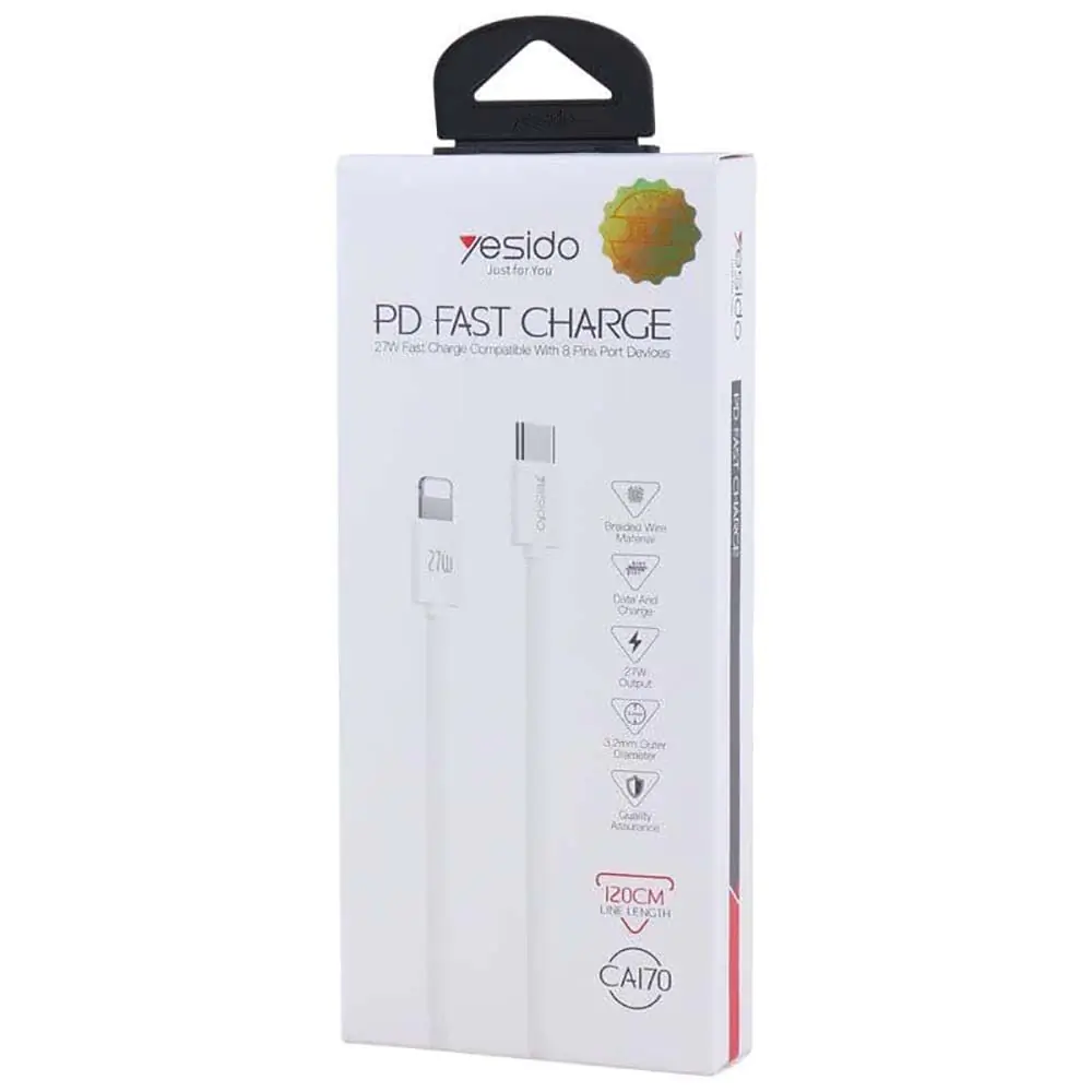 Yesido CA170 Type-C To Lightning PD 27W 1.2m Fast Charging Cable