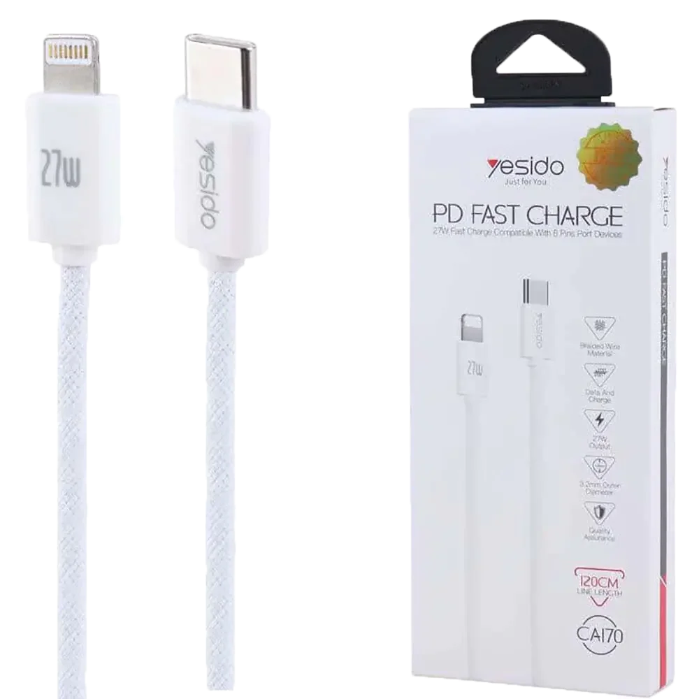Yesido CA170 Type-C To Lightning PD 27W 1.2m Fast Charging Cable