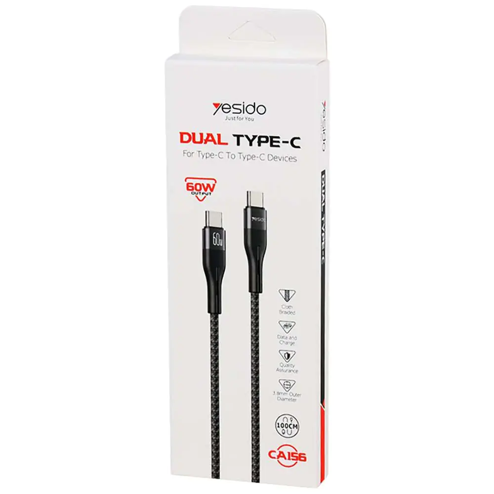 Yesido CA156 Type-C To Type-C PD 60W 1m Fast Charging Cable