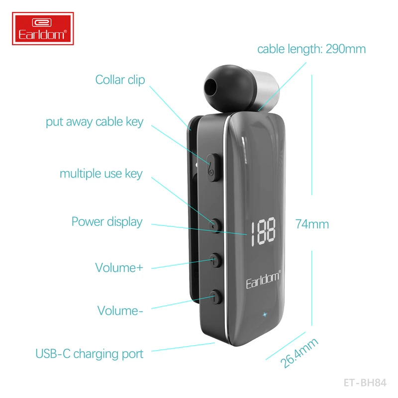 Earldom Bluetooth Handsfree Model CLIP-ON BH84