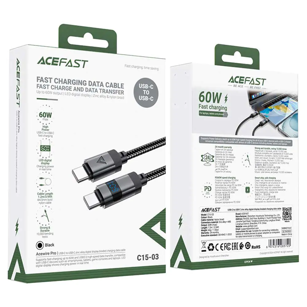 Type-C to Type-C cable ACEFAST C15-03 1.2m 60w