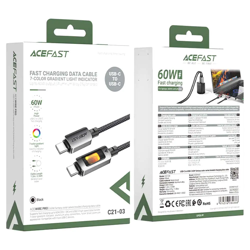 Type-C to Type-C cable ACEFAST C21-03 1.2m 60w