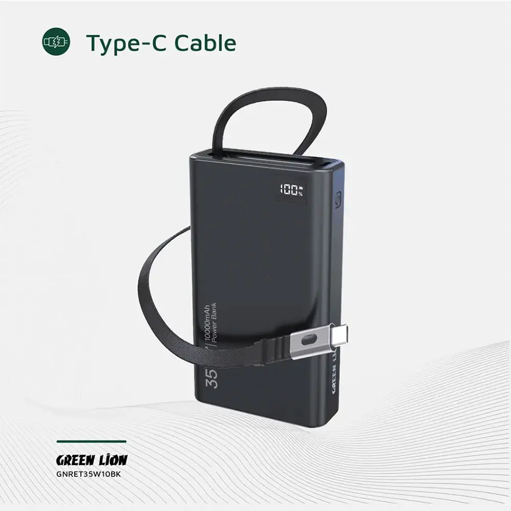 Green Lion Retractable Power Bank 35W 10000mAh