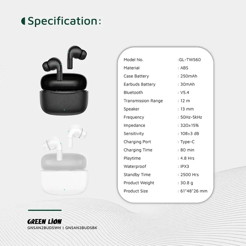 Green Lion Santorini 2 True Wireless Earbuds TWS