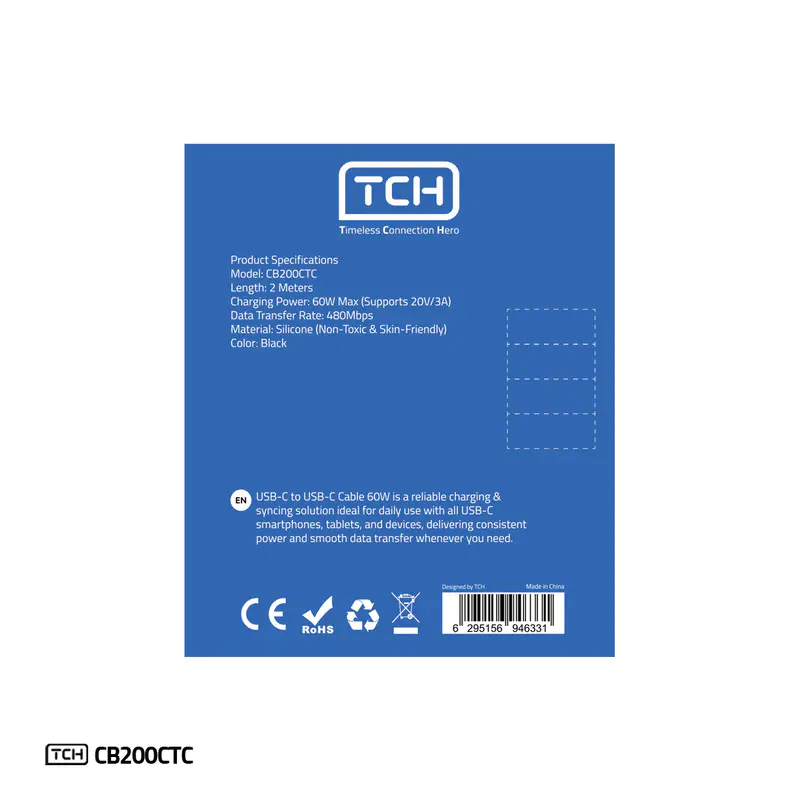 کابل USB-C تی سی اچ مدل CB200CTC طول 2 متر