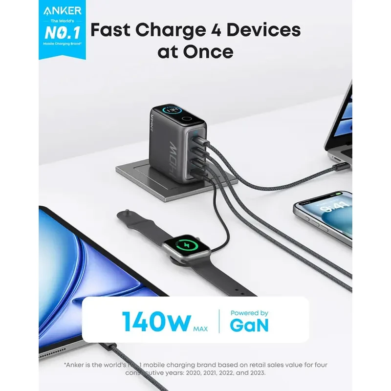 شارژر دیواری 140 وات انکر مدل A2697 به همراه کابل USB-C