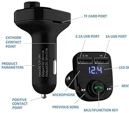 اف ام پلیر بلوتوثی مدل X8 با قابلیت شارژ ۲USB