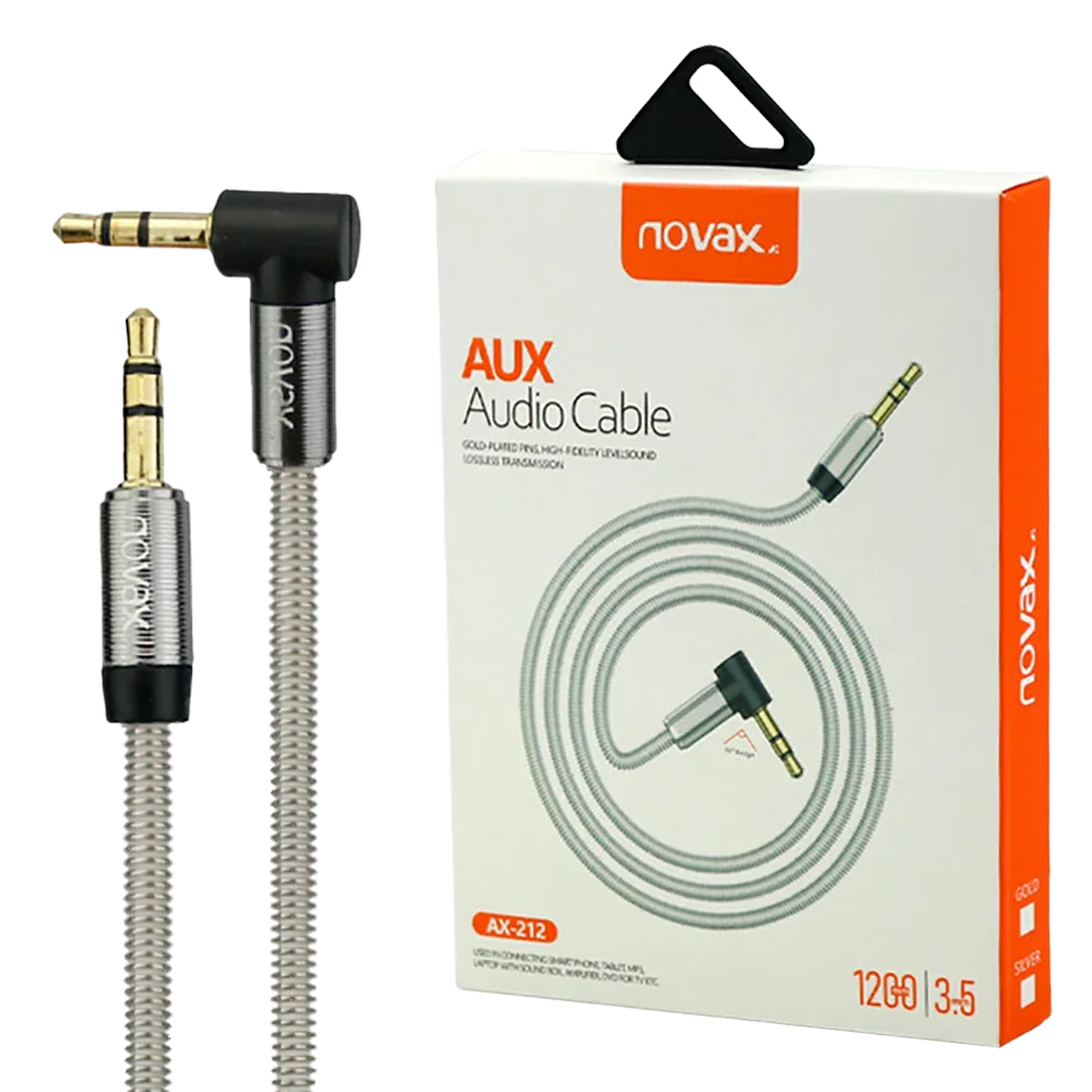 کابل فلزی AUX نواکس AX-212 یکسر L طول 1.2 متر